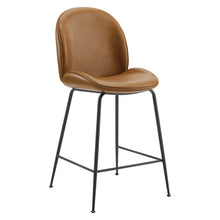 Load image into Gallery viewer, Scoop Black Powder Coated Steel Leg Vegan Leather Counter Stool by Modway