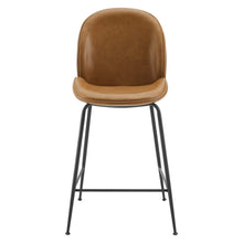 Load image into Gallery viewer, Scoop Black Powder Coated Steel Leg Vegan Leather Counter Stool by Modway