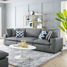 Load image into Gallery viewer, Commix Down Filled Overstuffed Vegan Leather 3-Seater Sofa by Modway