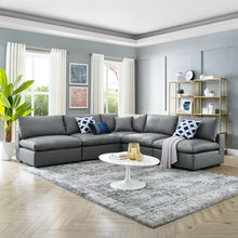 Load image into Gallery viewer, Commix 5-Piece Down Filled Overstuffed Vegan Leather Sectional Sofa by Modway