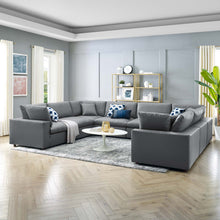Load image into Gallery viewer, Commix 8-Piece Down Filled Overstuffed Vegan Leather Sectional Sofa by Modway