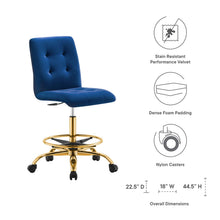 Load image into Gallery viewer, Prim Armless Performance Velvet Drafting Chair by Modway