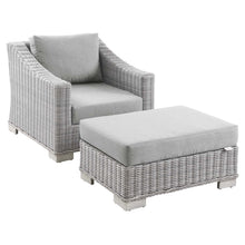 Load image into Gallery viewer, Conway 2-Piece Outdoor Patio Wicker Rattan Armchair and Ottoman Set by Modway