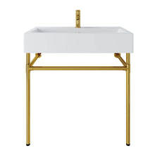 Load image into Gallery viewer, Redeem 32" Wall-Mount Gold Stainless Steel Bathroom Vanity by Modway