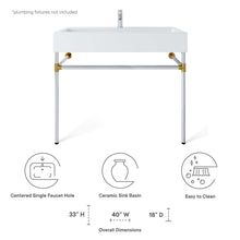 Load image into Gallery viewer, Redeem 40" Silver Stainless Steel Wall-Mount Bathroom Vanity by Modway