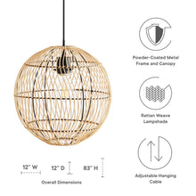 Load image into Gallery viewer, Nurture Rattan Pendant Light by Modway