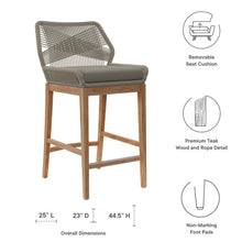 Load image into Gallery viewer, Wellspring Outdoor Patio Teak Wood Bar Stool by Modway