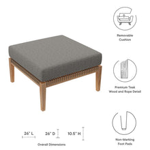 Load image into Gallery viewer, Clearwater Outdoor Patio Teak Wood Ottoman by Modway