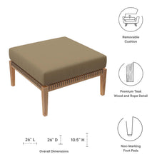 Load image into Gallery viewer, Clearwater Outdoor Patio Teak Wood Ottoman by Modway