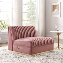 Load image into Gallery viewer, Sanguine Channel Tufted Performance Velvet Modular Sectional Sofa Armless Chair by Modway