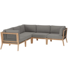 Load image into Gallery viewer, Clearwater 5-Piece Outdoor Patio Teak Wood Sectional Sofa by Modway
