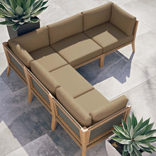 Load image into Gallery viewer, Clearwater 5-Piece Outdoor Patio Teak Wood Sectional Sofa by Modway