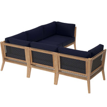 Load image into Gallery viewer, Clearwater 5-Piece Outdoor Patio Teak Wood Sectional Sofa by Modway