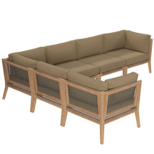 Load image into Gallery viewer, Clearwater 6-Piece Outdoor Patio Teak Wood Sectional Sofa by Modway