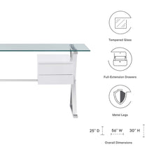 Load image into Gallery viewer, Sector 56" Glass Top Glass Office Desk by Modway