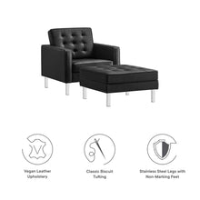 Load image into Gallery viewer, Loft Tufted Vegan Leather Armchair and Ottoman Set by Modway
