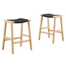 Load image into Gallery viewer, Saoirse Woven Rope Wood Counter Stool Set of 2 by Modway
