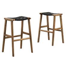 Load image into Gallery viewer, Saoirse Leather Wood Bar Stool Set of 2 by Modway