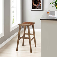 Load image into Gallery viewer, Saoirse Leather Wood Bar Stool Set of 2 by Modway
