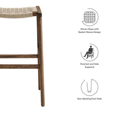 Load image into Gallery viewer, Saoirse Woven Rope Wood Bar Stool Set of 2 by Modway