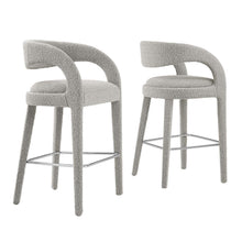 Load image into Gallery viewer, Pinnacle Boucle Upholstered Bar Stool Set of 2 by Modway