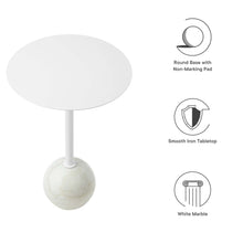 Load image into Gallery viewer, Aliza Round White Marble Side Table by Modway