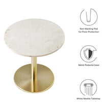 Load image into Gallery viewer, Viva Round White Marble Side Table by Modway