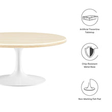 Load image into Gallery viewer, Lippa 36Ó Round Faux Travertine Coffee Table by Modway