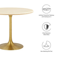 Load image into Gallery viewer, Lippa 36" Round Faux Travertine Dining Table by Modway