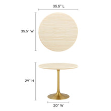 Load image into Gallery viewer, Lippa 36" Round Faux Travertine Dining Table by Modway