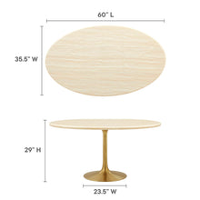 Load image into Gallery viewer, Lippa 60" Oval Faux Travertine Dining Table by Modway