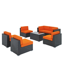 Load image into Gallery viewer, Aero 7 Piece Outdoor Sectional Set in Espresso Orange