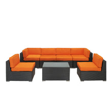 Load image into Gallery viewer, Aero 7 Piece Outdoor Sectional Set in Espresso Orange
