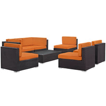 Load image into Gallery viewer, Aero 7 Piece Outdoor Sectional Set in Espresso Orange