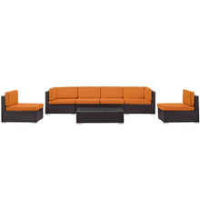 Load image into Gallery viewer, Aero 7 Piece Outdoor Sectional Set in Espresso Orange