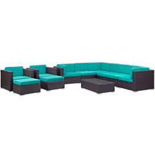Load image into Gallery viewer, Avia 10 Piece Outdoor Sectional Set in Espresso Turquoise
