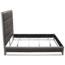 Load image into Gallery viewer, Empire Eastern King Bed in Weathered Grey PU with Hand brushed Silver Metal Frame by Diamond Sofa