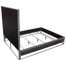 Load image into Gallery viewer, Empire Eastern King Bed in Weathered Grey PU with Hand brushed Silver Metal Frame by Diamond Sofa