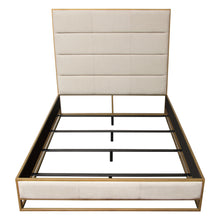 Load image into Gallery viewer, Empire Eastern King Bed in Sand Fabric with Hand brushed Gold Metal Frame by Diamond Sofa