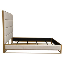 Load image into Gallery viewer, Empire Eastern King Bed in Sand Fabric with Hand brushed Gold Metal Frame by Diamond Sofa