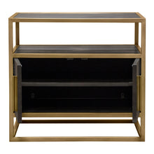 Load image into Gallery viewer, Empire 2-Door End Table in Dark Brown Veneer w/ Hand brushed Gold Metal Frame by Diamond Sofa