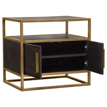 Load image into Gallery viewer, Empire 2-Door End Table in Dark Brown Veneer w/ Hand brushed Gold Metal Frame by Diamond Sofa