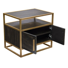 Load image into Gallery viewer, Empire 2-Door End Table in Dark Brown Veneer w/ Hand brushed Gold Metal Frame by Diamond Sofa