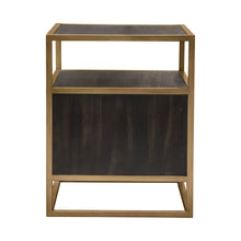 Load image into Gallery viewer, Empire 2-Door End Table in Dark Brown Veneer w/ Hand brushed Gold Metal Frame by Diamond Sofa