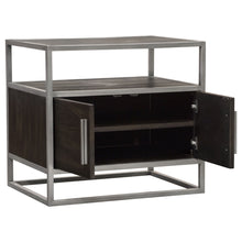 Load image into Gallery viewer, Empire 2-Door End Table in Dark Brown Veneer w/ Hand brushed Silver Metal Frame by Diamond Sofa
