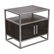 Load image into Gallery viewer, Empire 2-Door End Table in Dark Brown Veneer w/ Hand brushed Silver Metal Frame by Diamond Sofa