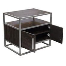 Load image into Gallery viewer, Empire 2-Door End Table in Dark Brown Veneer w/ Hand brushed Silver Metal Frame by Diamond Sofa