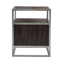 Load image into Gallery viewer, Empire 2-Door End Table in Dark Brown Veneer w/ Hand brushed Silver Metal Frame by Diamond Sofa
