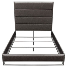 Load image into Gallery viewer, Empire Queen Bed in Weathered Grey PU with Hand brushed Silver Metal Frame by Diamond Sofa