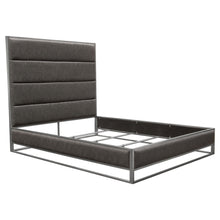 Load image into Gallery viewer, Empire Queen Bed in Weathered Grey PU with Hand brushed Silver Metal Frame by Diamond Sofa